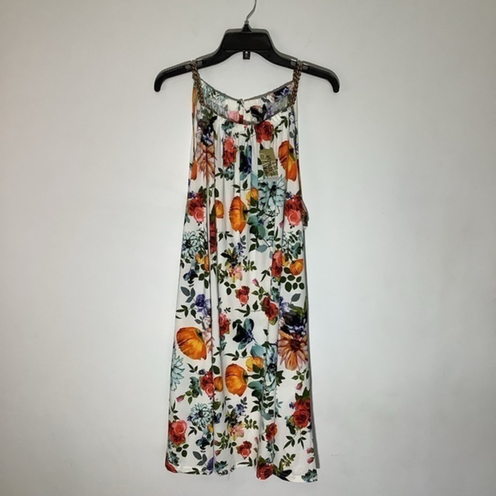 NWT Suzanneβ Betro Womens Sleeveless Floral Dress With Gold Chains Size 4X